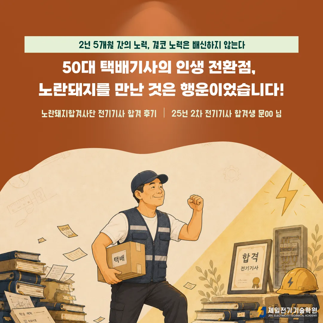 50대 택배기사의 전기기사 합격 후기, 2025년 2회차 전기기사 합격생 문OO 님