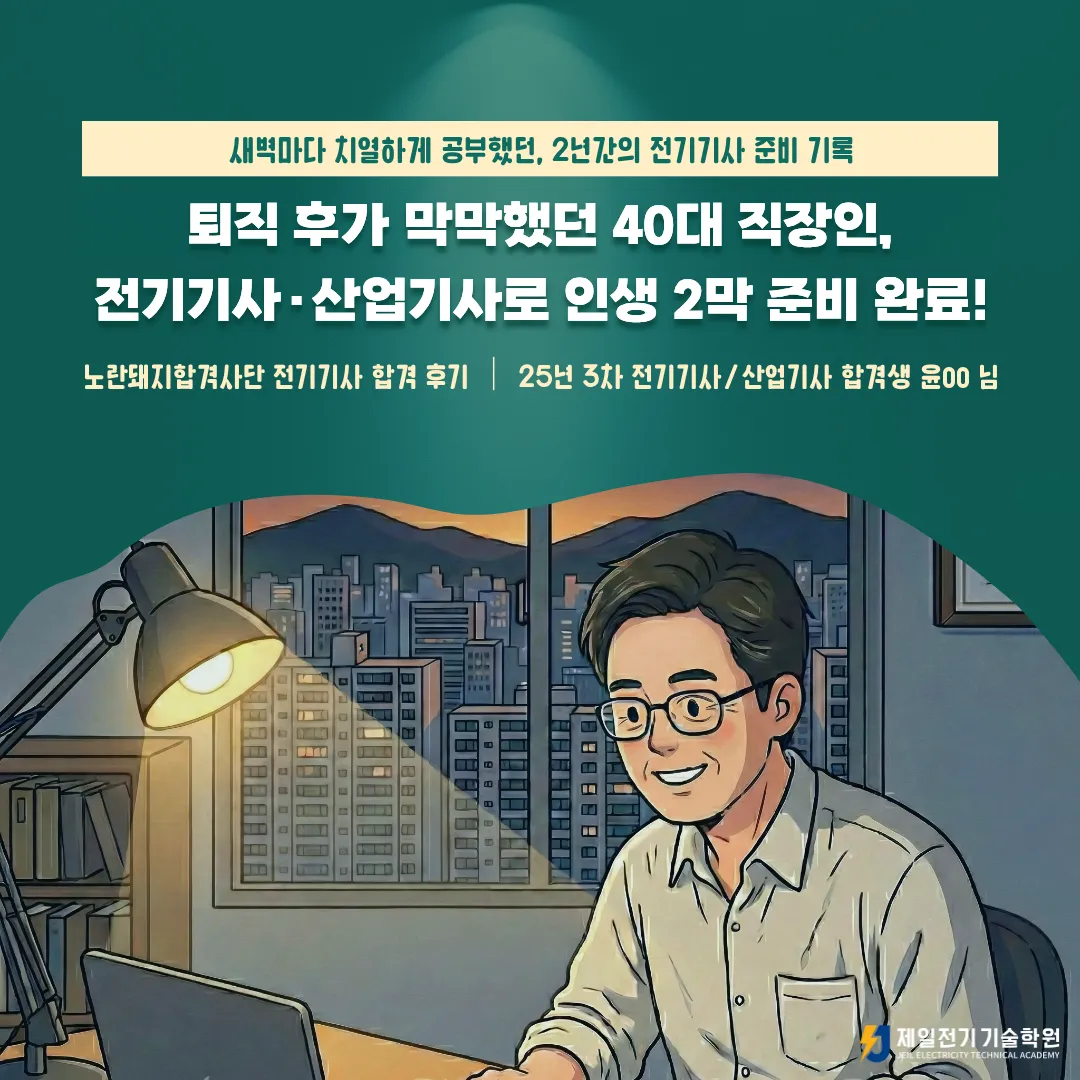 40대 직장인의 전기기사·전기산업기사 자격증 준비 및 합격 후기, 2025년 3차 전기기사, 전기산업기사 합격생 윤OO 님