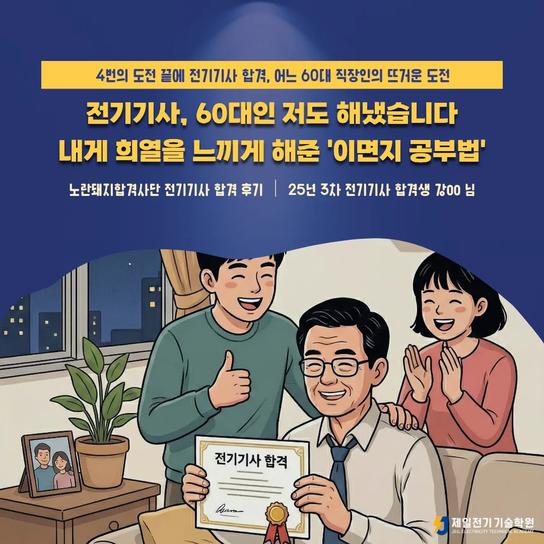 60대 직장인의 전기기사 합격 후기, 2025년 3차 전기기사 합격생 강OO님